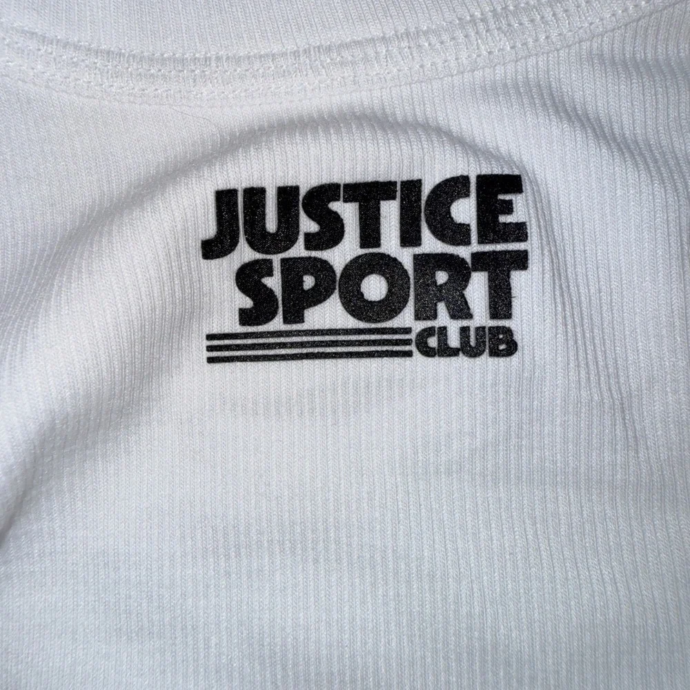 Justice Sport Cinch Side Tank Kids Size S 7/8 New White Ribbed Ruched Top
